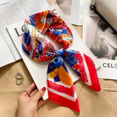 2025 New Fashion 70X70cmPrinted Women's Scarf Pashmina Silk Scarf Square Shawl Decorative Headband Neck Luxury Design Bandana
