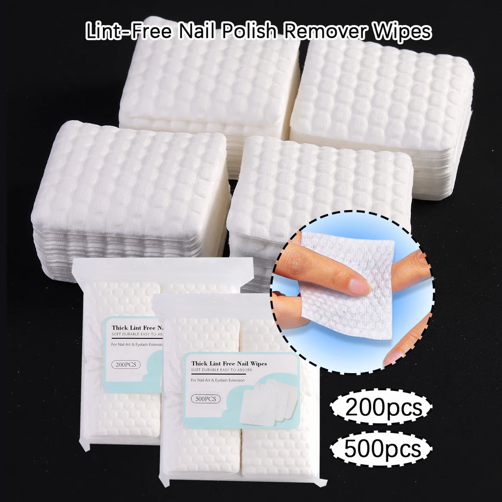 Soft Disposable Nail Polish Remover Pads - Lint-Free Soak Wipe Cleaning Patches for Manicure & Pedicure, Cosmetic Tools for Nail
