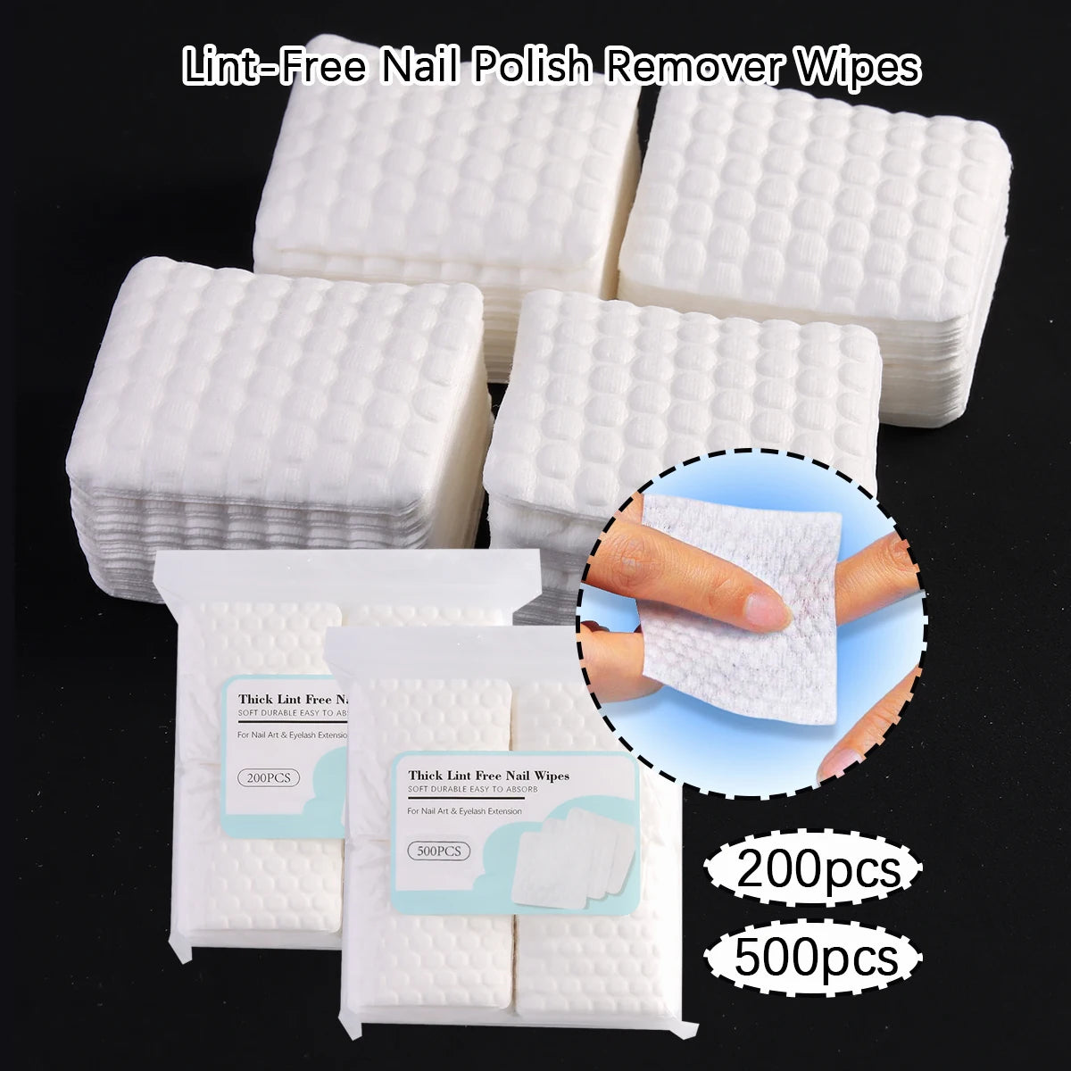 Soft Disposable Nail Polish Remover Pads - Lint-Free Soak Wipe Cleaning Patches for Manicure & Pedicure, Cosmetic Tools for Nail