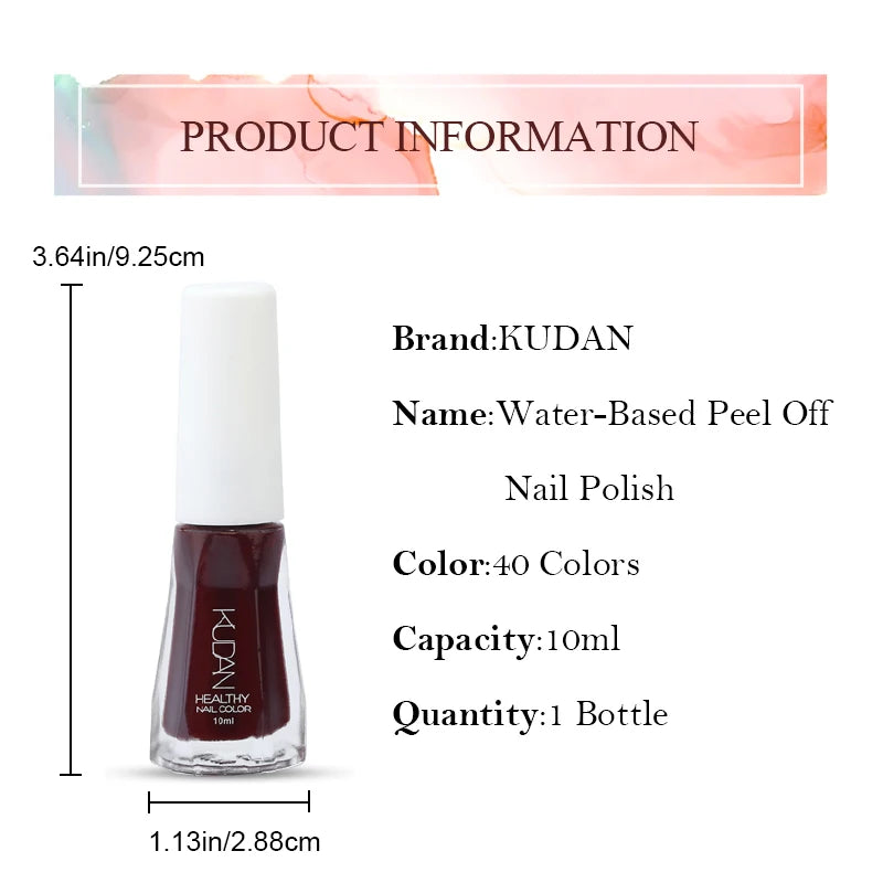 10ml Water-Base Nail Polish 40 Colors Air Dry Peel Off Nail Art For Manicure DIY Long Lasting Nail Supplies Painting Varnish
