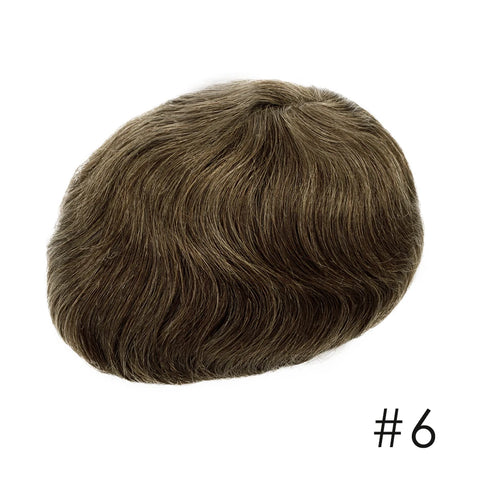 Invisible Knot Natural Hairline Men Toupee Thin Skin Male Wig Remy Human Hair 0.06mm 0.1mm Men's Capillary Prosthesis System