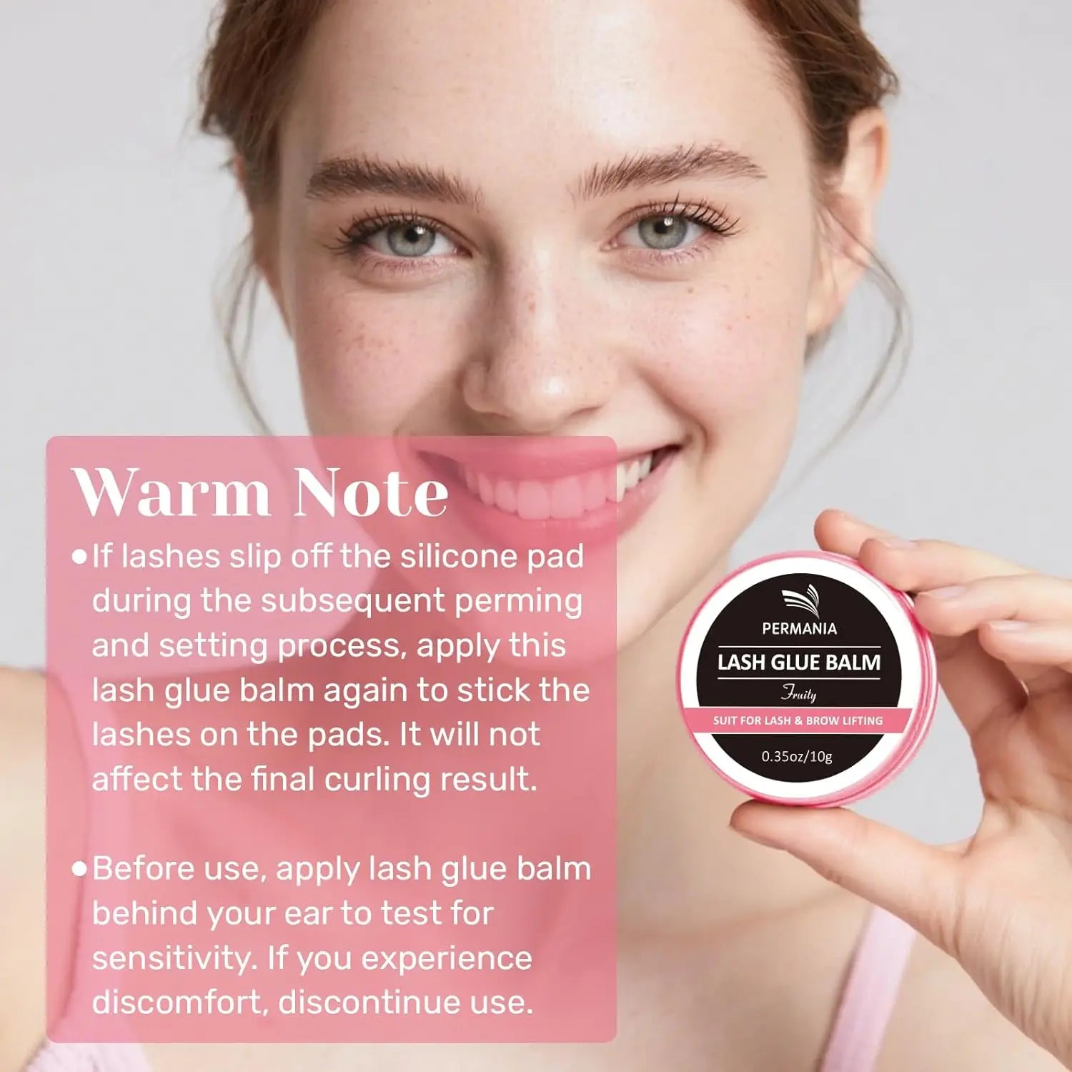 PERMANIA 10g Lash Lift Glue Peach Eyelash Glue Balm For Eyelash Perming and Brow Lamination Lash Curling Adhesive For Home Use