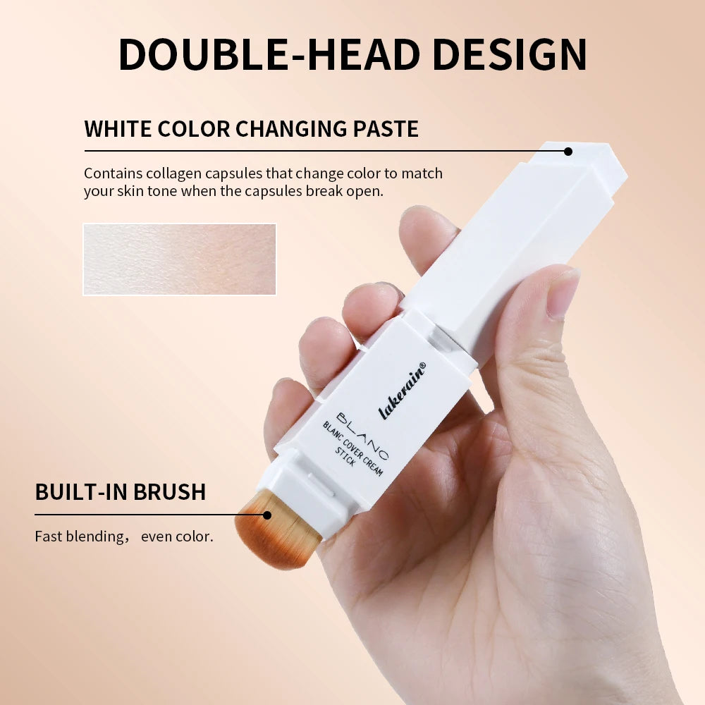 Lakerain Color Changing Foundation Stick High-coverage Oil Control Concealer Skincare Ingredients Concealer Foundation 2-in-1