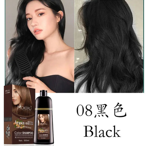Mokeru Natural Organic Brown Hair Color Permanent Hair Coloring Shampoo Long Lasting Hair Dye Shampoo For Women Professional Dye