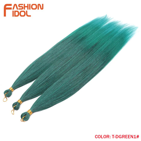 28" 3PCS Ariel Straight Pony Hair Bundles Crochet Braids Hair Synthetic Braiding Hair Ombre Silver Grey Crochet Hair Extensions