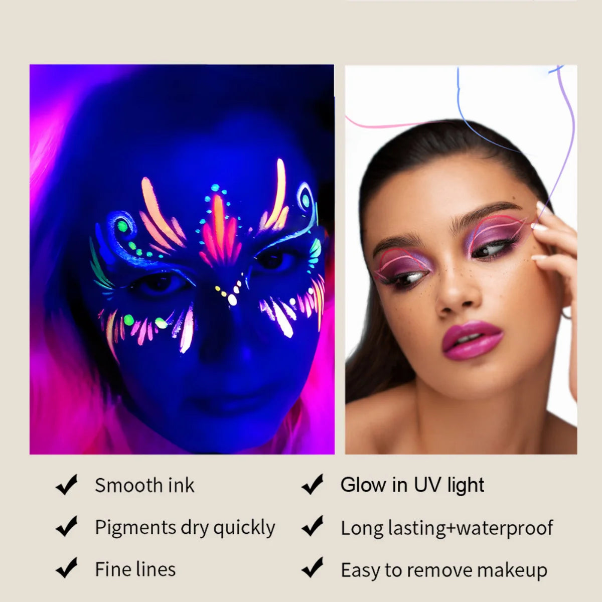 1pc Fluorescent Eyeliner Pen 12 Colors UV Waterproof Lasting Eyeliner Pen Makeup Eyeshadow Stick Face Painting Pencil Cosmetic