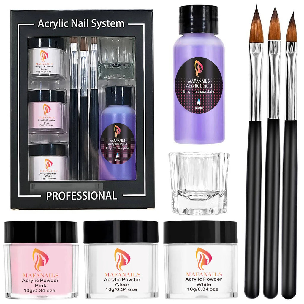 Crystal Powder Set Nail Acrylic Powder and Liquid Monomer Nails Art Decoration For Manicure Crystal Nail Glitter 3D Nail Tools