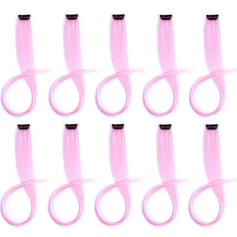 10pcs 22Inch Synthetic Long Straight Hair Extensions Clip in Colored Party Highlights Hairpieces for Women Kids Girls