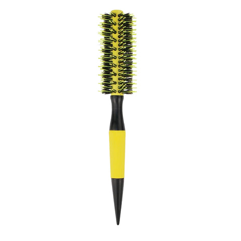 Gute Volumizing Roller Brush for Curls - Boar & Nylon Bristles, Non-Slip Handle (Yellow/Black) - Salon & Home Hair Styling Tool