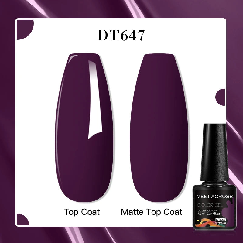 MEET ACROSS 8 Colors Mirror Gel Nail Polish Long-lasting Quick-drying Metallic Gold Silver Red Semi Permanent Varnish Nail Art