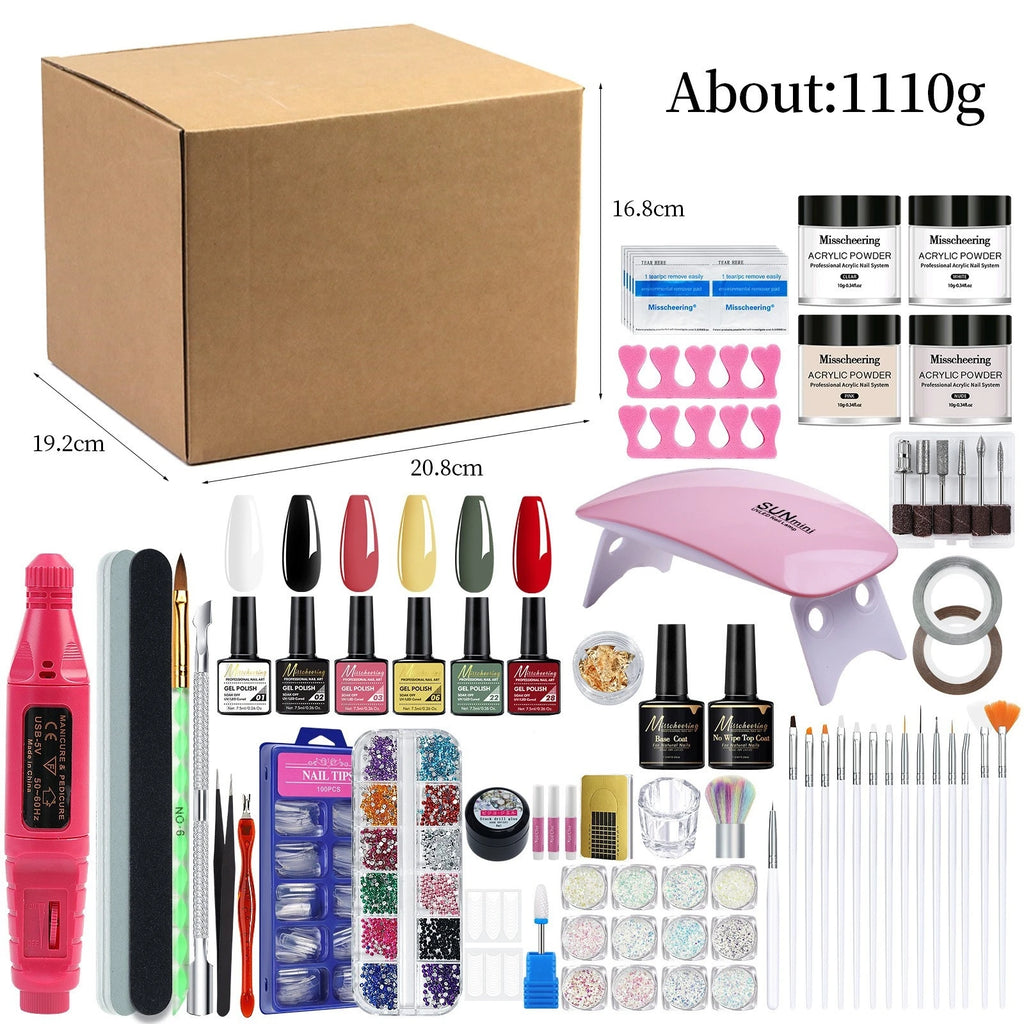 Gel Polish Set Nail Art Kit with UV LED Lamp - Complete Beginner Manicure Tools Kit Including Drill and Brushes for DIY Salon