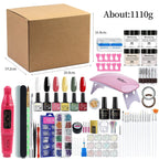Gel Polish Set Nail Art Kit with UV LED Lamp - Complete Beginner Manicure Tools Kit Including Drill and Brushes for DIY Salon