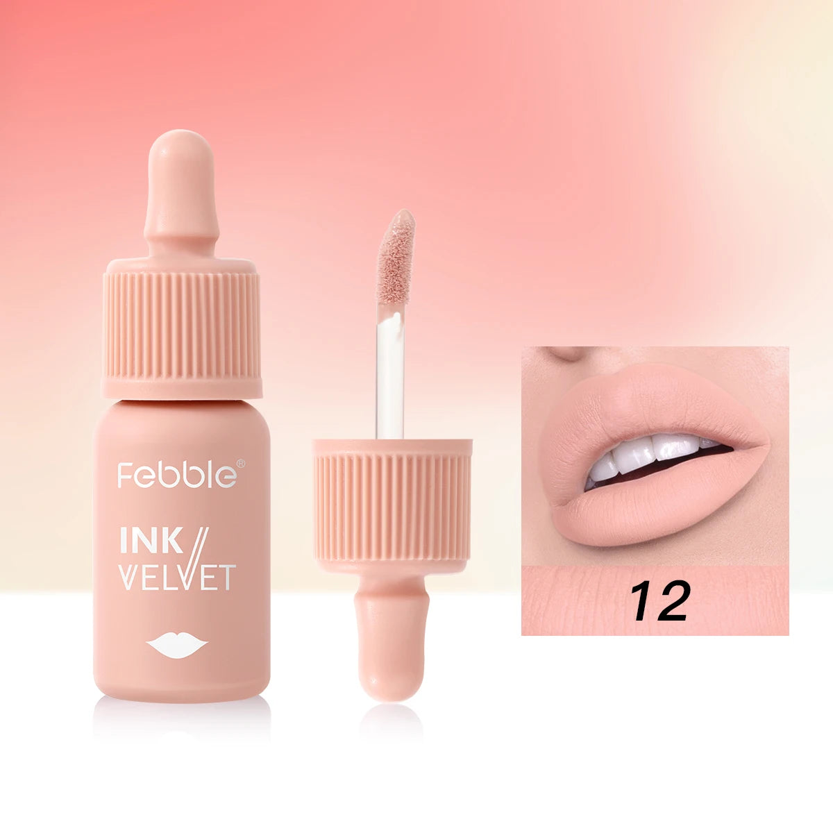Febble 12 Color Ink Lip Gloss Matte Nude Velvet Liquid Lipstick Multifunctional Long-lasting Lip Cosmetics for Women & Girls