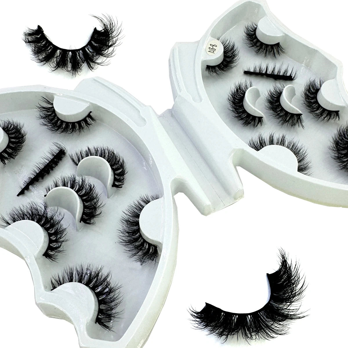 HBZGTLAD 5/8 Pairs of Natural Russian Striped Mink Lashes 3D False Lashes Volume Wavy False Lashes Eyelash Extensions Makeup
