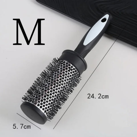 Round Curling Roller Comb Hair Styling Nylon Brush Thermal Aluminum Tube Barrel Hair Comb for Woman Man Hair Blowing and Drying