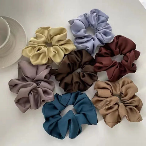 1pcs Women Silk Satin Scrunchies Korean Ladies Girls Elastics Hair Band Ponytail Hold Hair Accessories