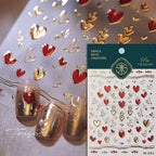 5D Gradient Love Gem Glitter Love Heart Colorful Cat's Eye Rhinestone Soft Self Adhesive Nail Art Stickers Shiny Manicure Decals
