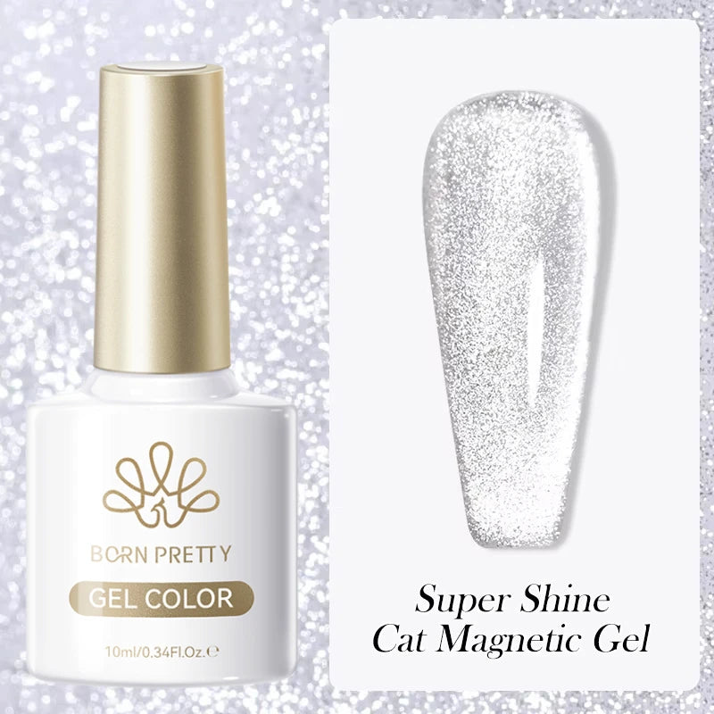BORN PRETTY 10ml Silver Water Light Cat Magnetic Gel Nail Polish Nail Supplies Vernis Semi Permanent Gel for Fall Winter Nails