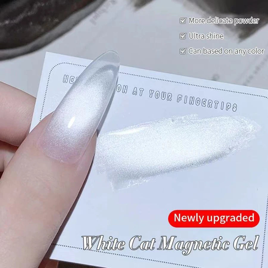 1-8pcs TC Flow Light White Cat Eye Gel Nail Polish Ultra Shine Soak Off UV Gel Mirror Glass Cat Magnet Gel Varnish Nail Supplies