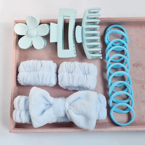 Wash Face Headbands For Women Coral Fleece Hair Bands Cuff Waterproof Bands Absorbent Wristbands Head Band Hair Accessories Set