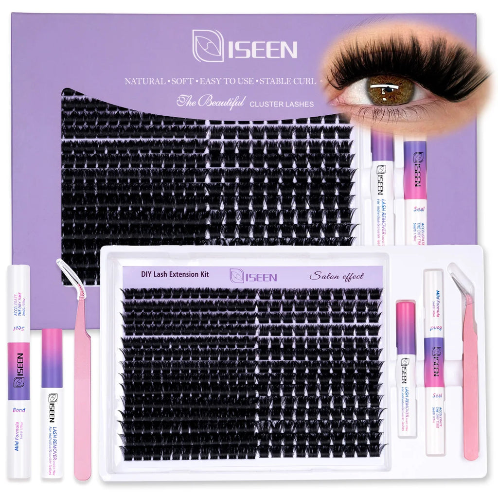 Eyelash Clusters Kit Large Capacity Wispy Individual Lashes Natural DIY Cluster Eyelash Extensions Makeup Tool