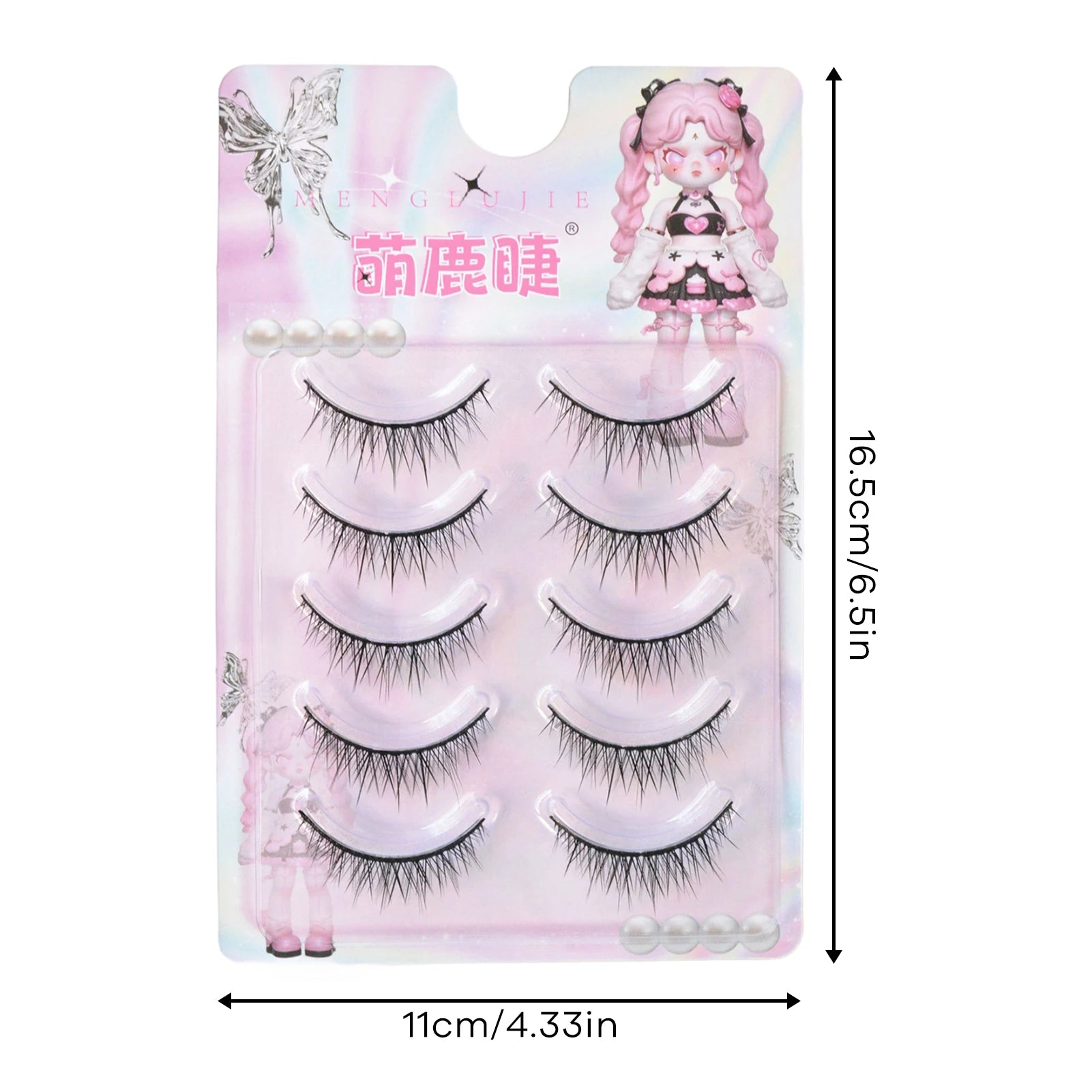 Strips False Eyelashes Full Strip Hard Stem Baby Straight Fish Tail fake eyelash Natural lashes for Double Eyelid Cosplay