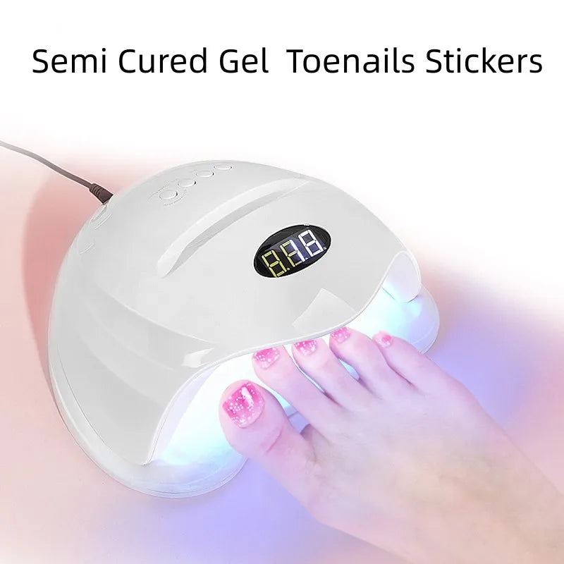 26Tips French Leopard Print UV Gel Toenail Sticker Bronzing Dye Gradient Cross-border Semi Baked Gel Nail Sticker UV Lamp Needed