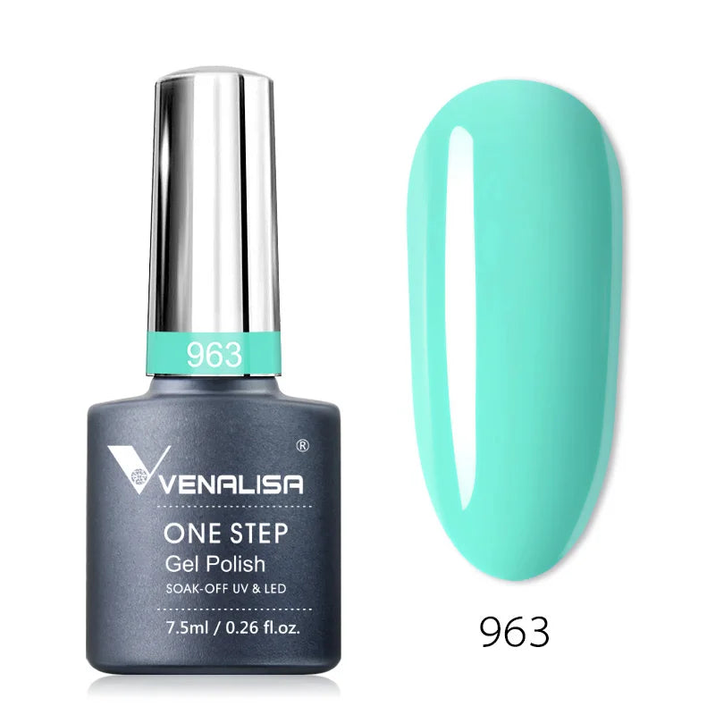 3 in 1 VENALISA  One Step Nail Gel Polish Full Coverage Gorgeous Color Soak off UV LED Nail Gel Varnish Nail Art Salon Lacquer