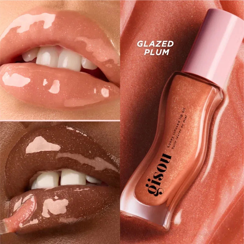 Gisou Moisturizing Glazed Plum Lip Balm Lip Oil Gloss Care Of The Lips Benetitnt For Lips Plumping Exfoliating Plumping Gloss