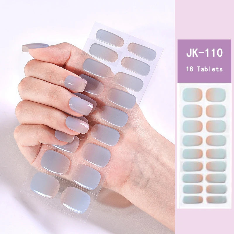 Leopard Semi-Cured Gel Nail Strips Simple Transparent Color Adhesive Long Lasting Gel Nail Stickers Harden In UV Lamp Need