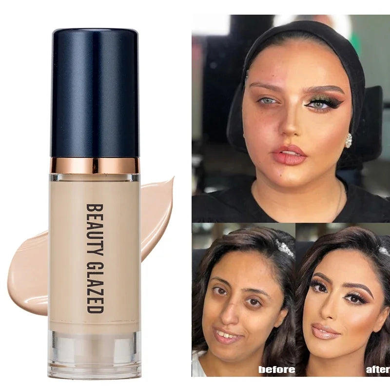 6 Color Face Liquid Foundation Waterproof Long Wear Oil Control Foundation Concealer Liquid Foundation Beauty Makeup Cosmetic
