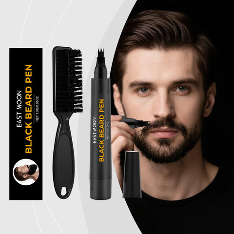Black Beard Filling Pen - Waterproof and Sweat-proof Double-ended Beard Styling Set (For Daily Use) Long-lasting, Non-fading