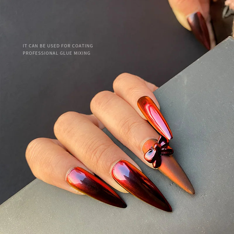 HNDO Red-Black Gradient Colors Nail Mirror Chrome Powder Glitter Chameleon Professional Manicure Pigment Dust TE31