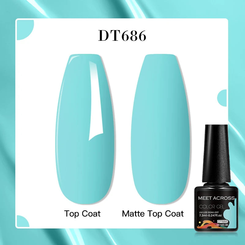MEET ACROSS 7ml Red Blue Green Metallic Gel Nail Polish Super Bright Mirror Effect Semi Permanent LED UV Gel Nail Art Varnish