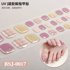 26Tips French Leopard Print UV Gel Toenail Sticker Bronzing Dye Gradient Cross-border Semi Baked Gel Nail Sticker UV Lamp Needed