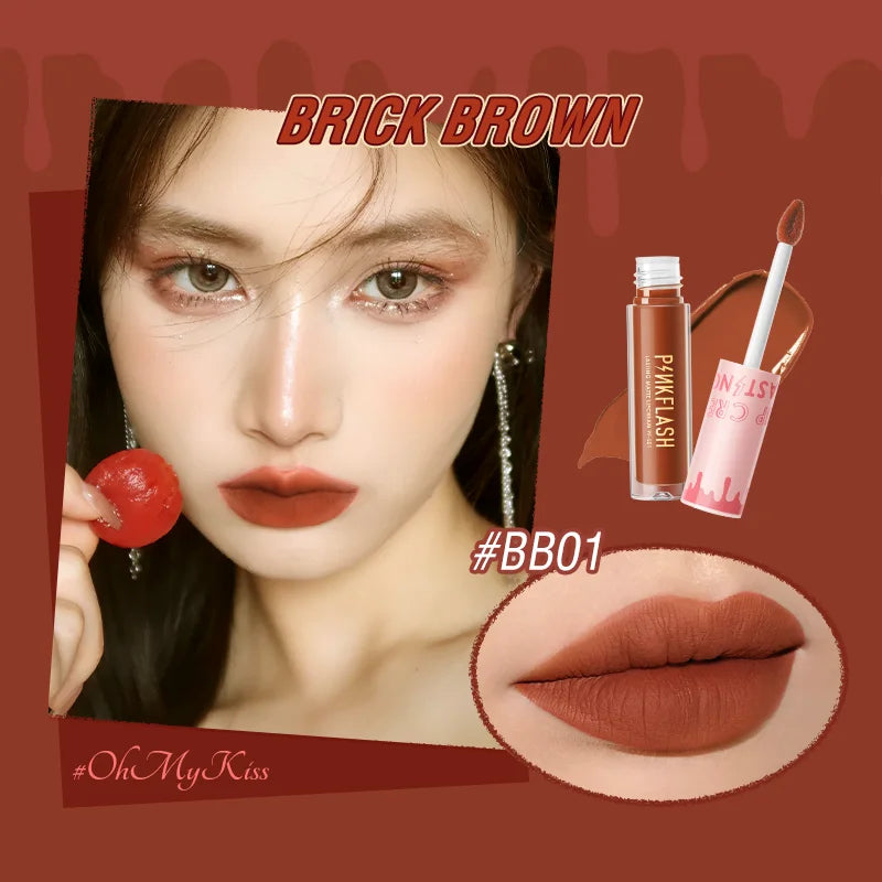 PINKFLASH Wholesale Matte Lipstick Soft Red Nude Pink Melting Lip Cream Waterproof Makeup Lipgloss Not Fade Lip Mud Lip Tint