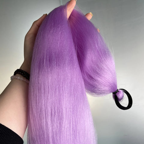Synthetic Purple Ponytail Extension with Rubber Band Long Straight DIY Braided Pony Tail Hairpiece Women Hair Accessories