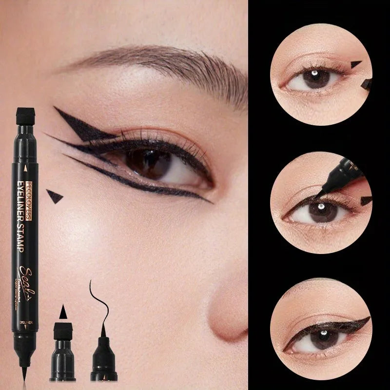 Black Eyeliner Stamp Triangle Dual-ended Liquid Eyeliner Waterproof Sweat-proof Quick Dry Eyeliner Makeup Seal Tool Cosmetics
