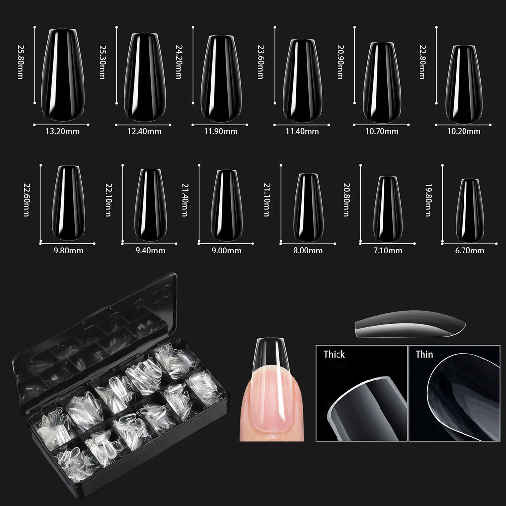 250/500/600pcs Soft Gel False Tips Natural Sculpted Ballet Coffin Almond Fake Nails Full Cover Press On Nails DIY Nail Supplies