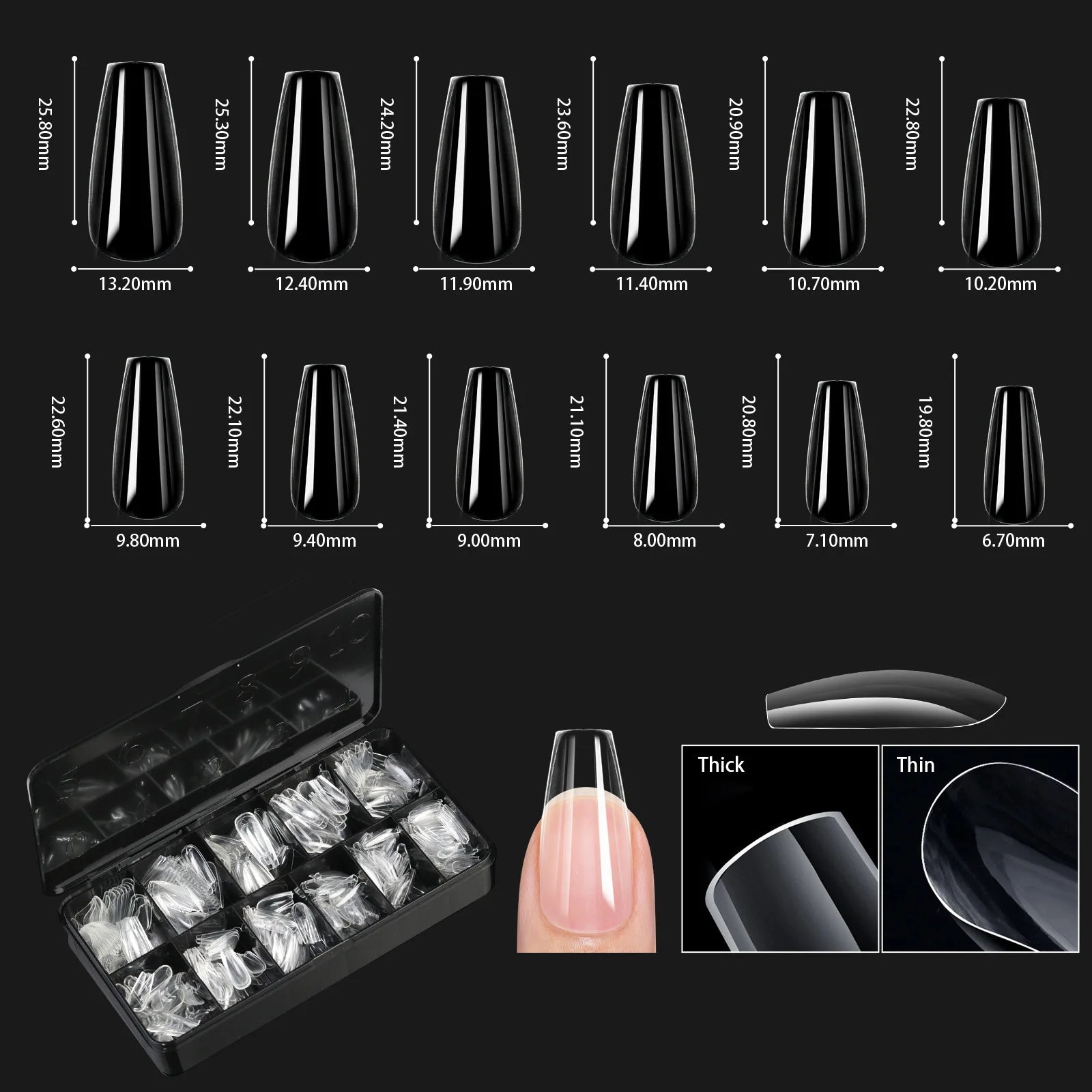 250/500/600pcs Soft Gel False Tips Natural Sculpted Ballet Coffin Almond Fake Nails Full Cover Press On Nails DIY Nail Supplies