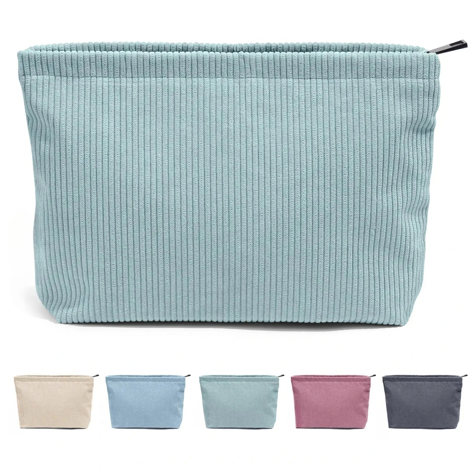 Corduroy Travel Cosmetic Bag Portable Makeup Storage Bag Purses Women Large Capacity Zipper Make Up Organizer Storage Clutch