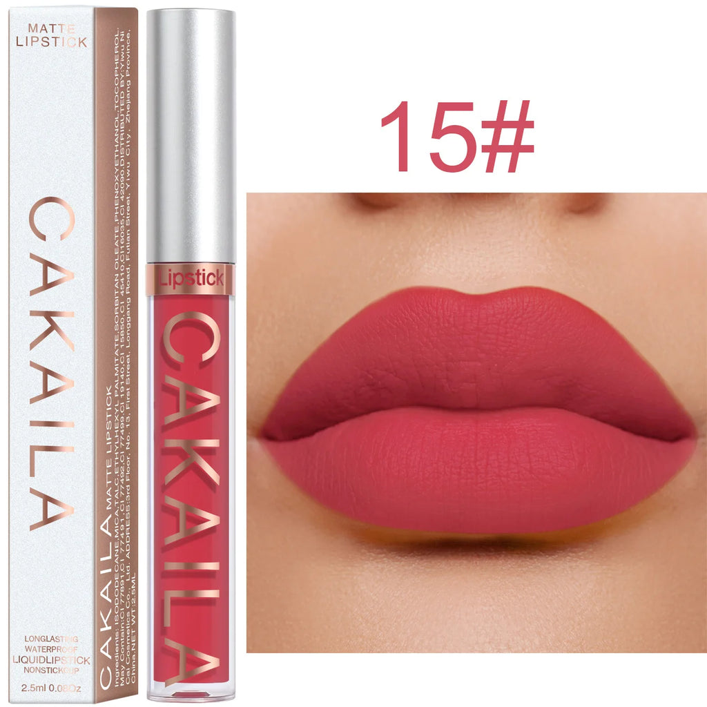 CAKAILA Waterproof Liquid Lipstick Set - Nude, Matte Red | 24-Hour Long-Lasting Lip Gloss | Suitable For All Skin Types
