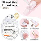 NICOLE DIARY White Non Stick Hand Extension Gel Nail Polish For 3D Shaping Carving Flower DIY Nail Art Extension Acrylic
