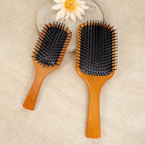 Wooden Paddle Hair Brush Set - Scalp Massage, Anti - Static Detangling, For All Hair Types, Daily Styling & Grooming