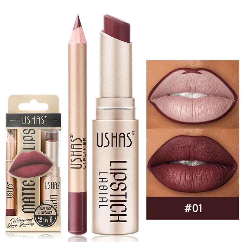 Professional Grade 12 Color Double Ended Lip Liner Lipstick Set Matte High Color Rendering Does Not Fade Waterproof  Sweat Proof