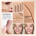 Concealing Foundation Stick 5 Shades With Built-In Brush Brighten Lightweight And Waterproof Formula Face Contour Stick Makeup