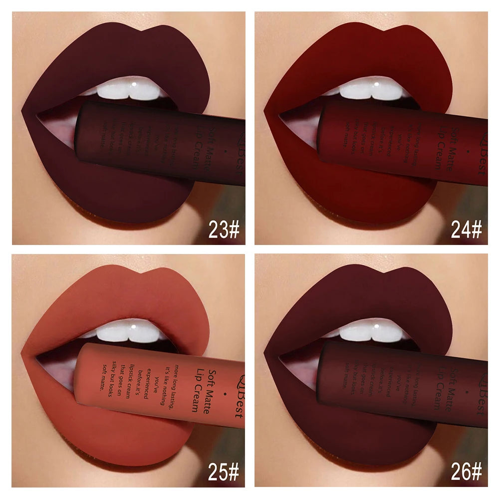 Hot Velvet Matte Nude Lip Gloss Sexy Long Lasting Non-stick Cup Nude Red Liquid Lipstick Waterproof Make-up for Women Cosmetic