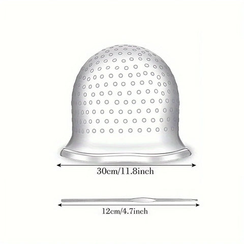 DIY Highlights Artifact Soft Silicone Hair Dye Cap with Crochet Breathable Reusable Professional Hair Dye Styling Tool