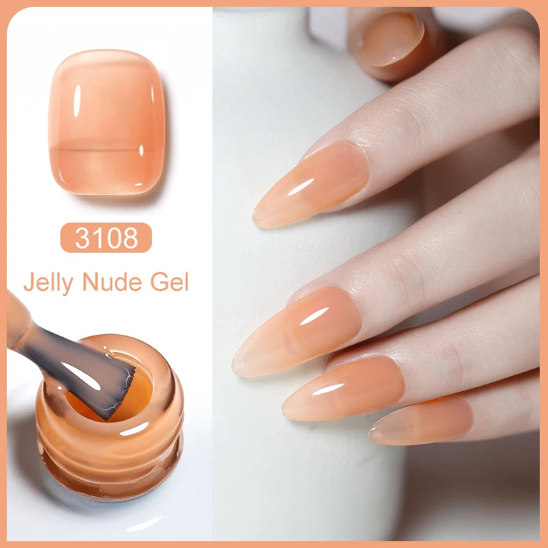 Arte Clavo Transparent Nude Pink Color Jelly Gel Nail Polish Semi Permanent 15ml Top Coat Soak Off UVLED Varnish Nail Art Design