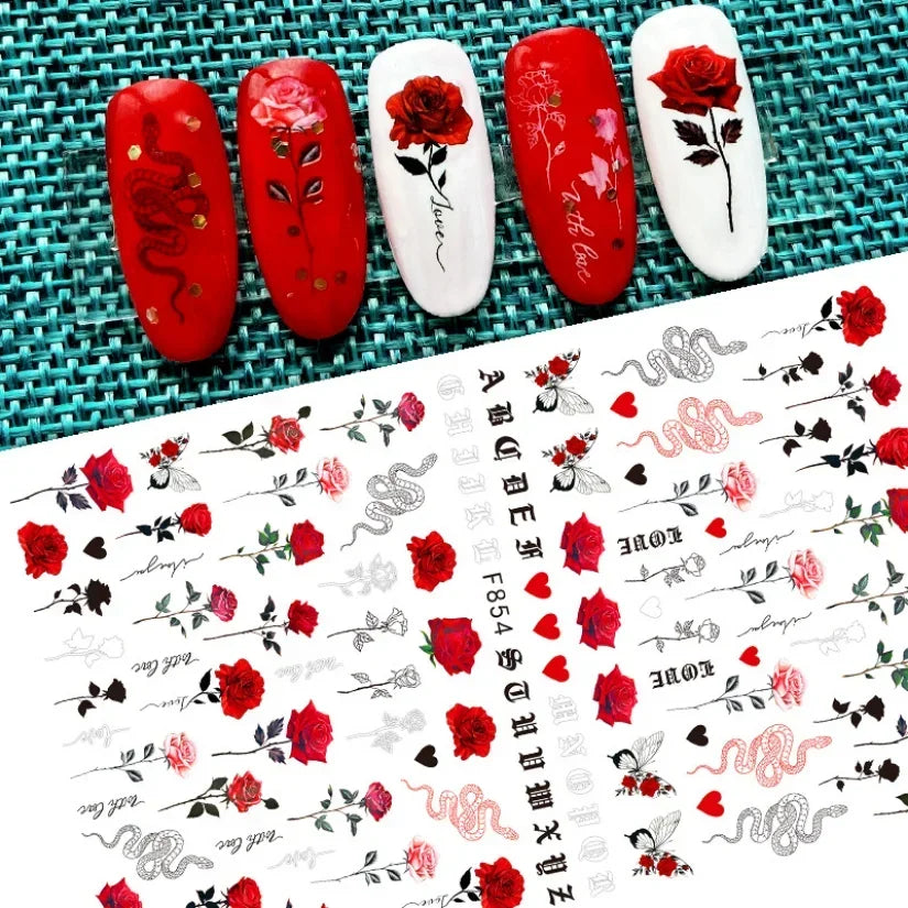 1pcs Sakura Flower 3D Nail Stickers White Cherry Blossom Nail Art Decals Spring Summer Adhesive Slider Decor Wedding Manicure